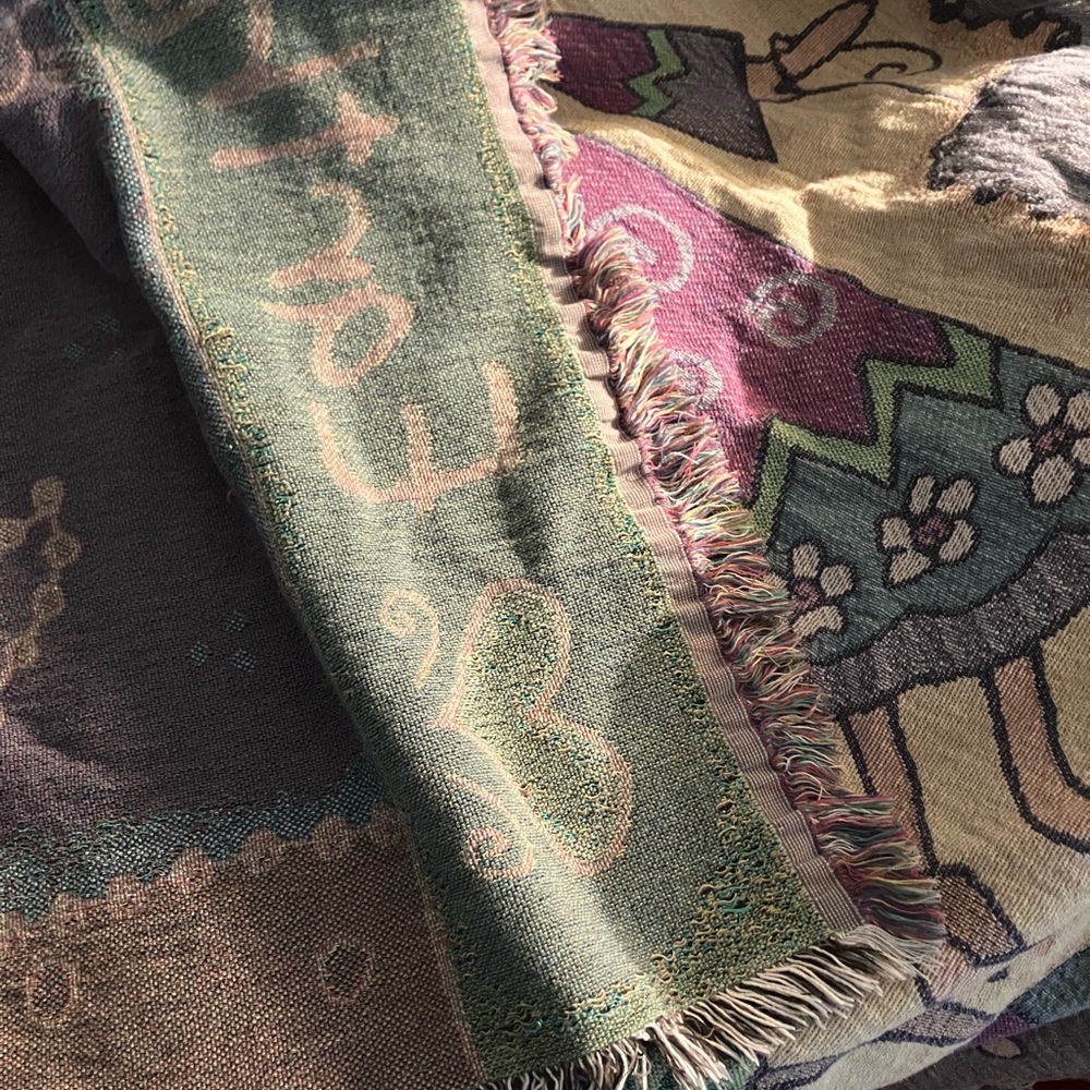 Earth Angels Angel Tapestry Throw - Pink, Lavender, Cream - Picture 4 of 4